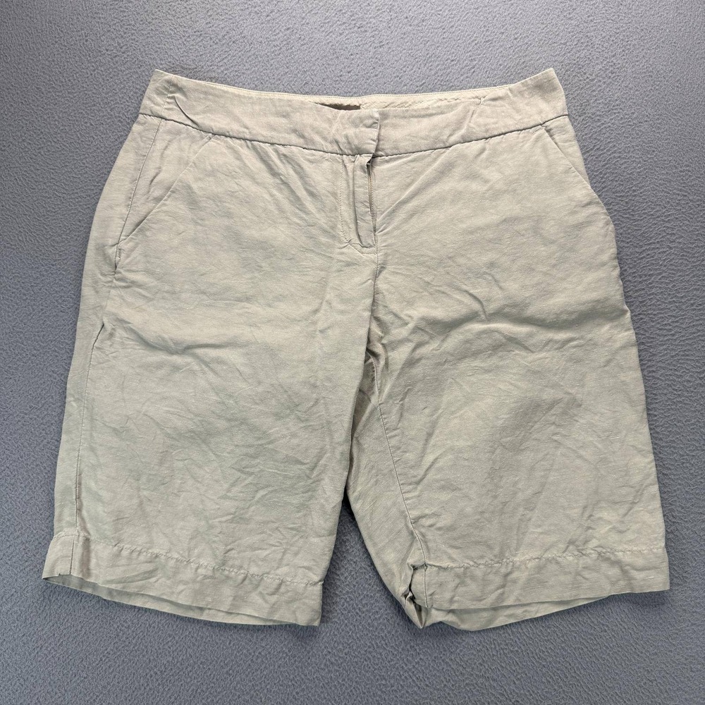 Tommy Bahama Bermuda Shorts Womens 0 Tan Linen Silk Blend Mid Rise Casual